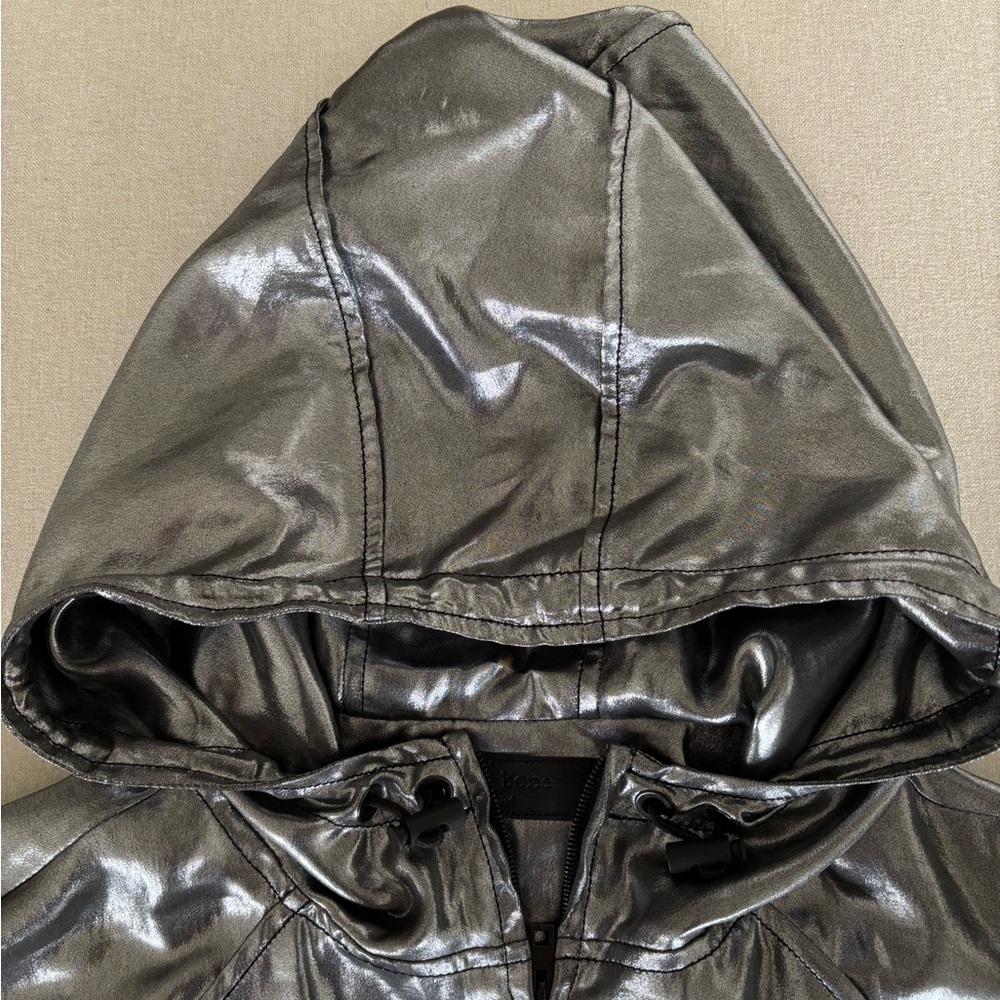 Rag & Bone SLOANE jacket silver metallic grey black sporty M - Picture 4 of 8
